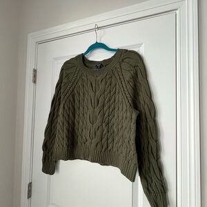 Express Olive Cable Knit Sweater